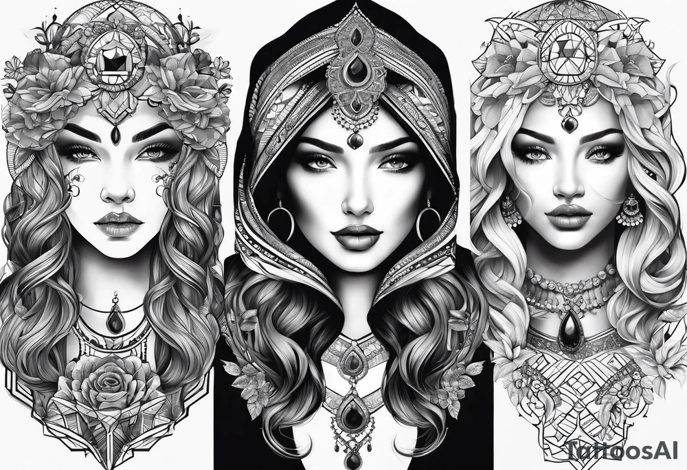 three person side by side. Daughter on the left, mother in the middle, grandmother on the right. greater age difference tattoo idea