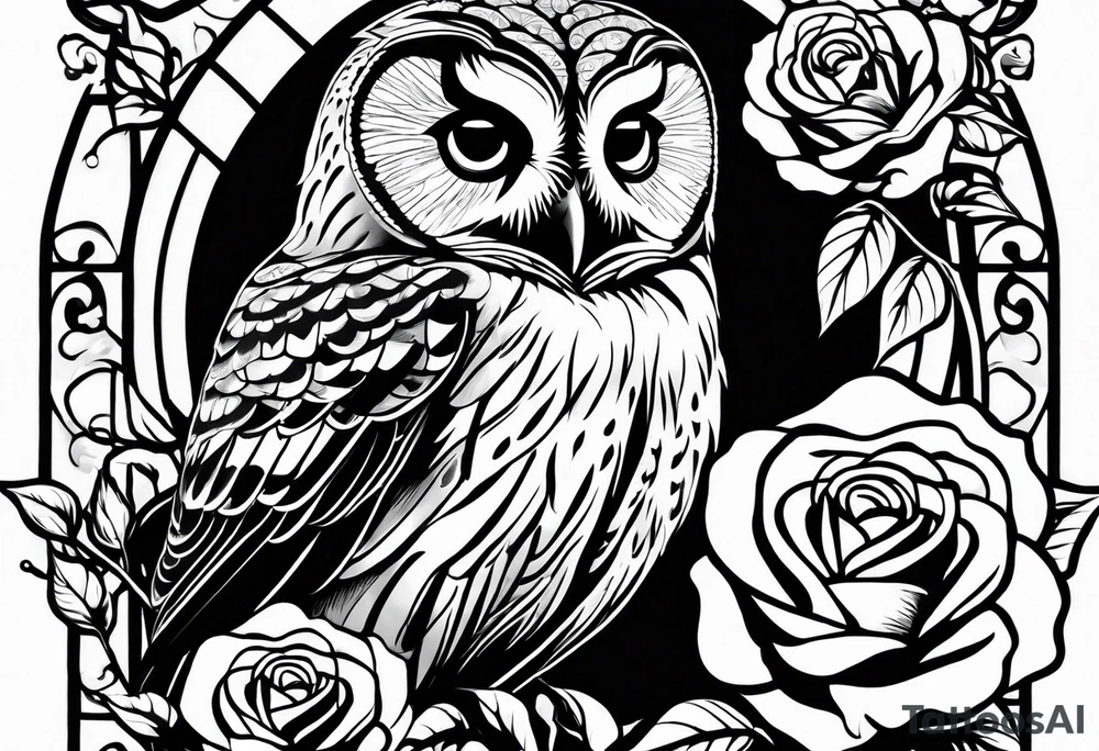 Barred owl and a rose tattoo idea
