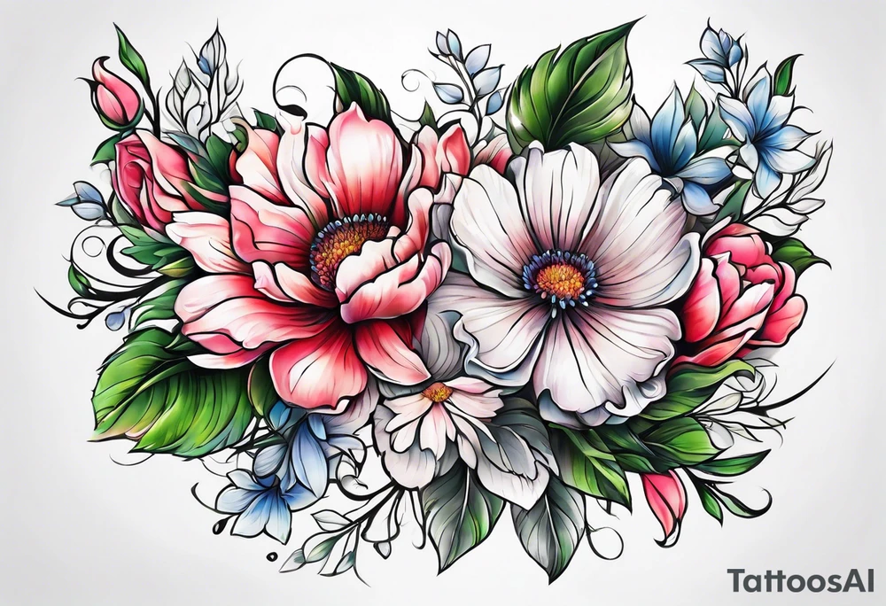 Flowers cancer tattoo idea