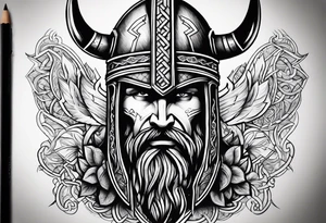 Lightning with the word tetellestai and a Viking helmet tattoo idea