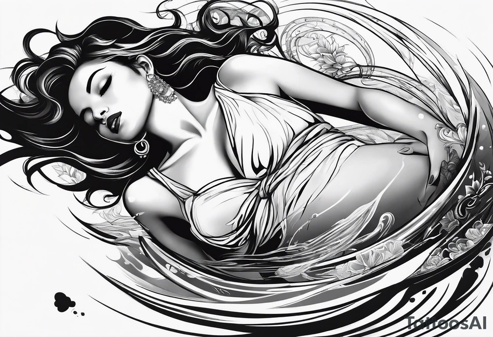 girl floating on still water
aerial view tattoo idea