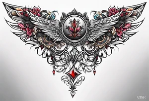 Full sternum tattoo wings wide tattoo idea