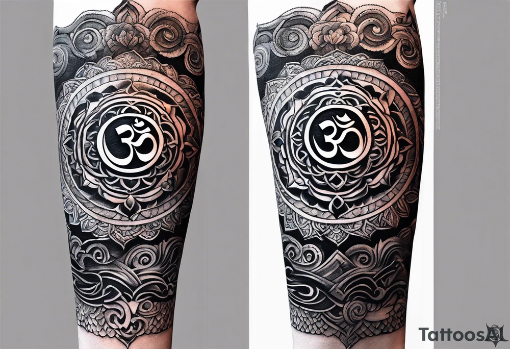 Forearm sleeve based around Sanskrit Om symbol for breathe tattoo idea Forearm sleeve based around Sanskrit Om symbol for breathe tattoo idea