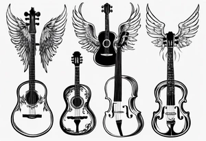 ACOUSTIC GUITAR AND VIOLIN WITH WINGS tattoo idea