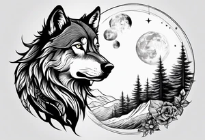 wolf under the moon tattoo idea