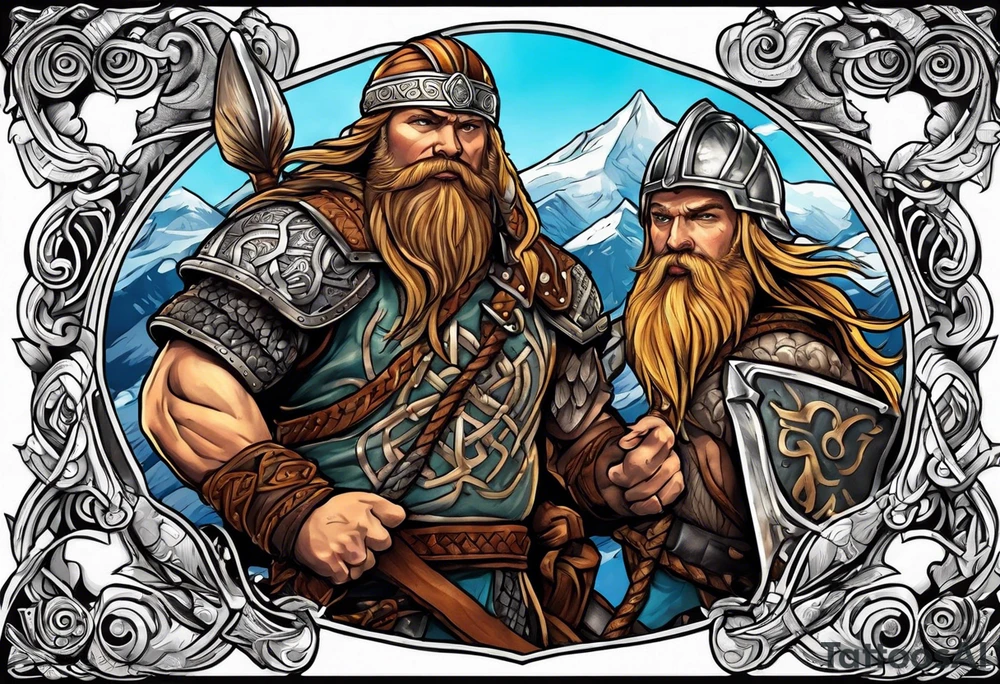 Norwegian Viking traveling to Valhalla tattoo idea