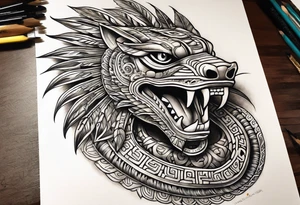 aztec feathered serpent full body tattoo idea