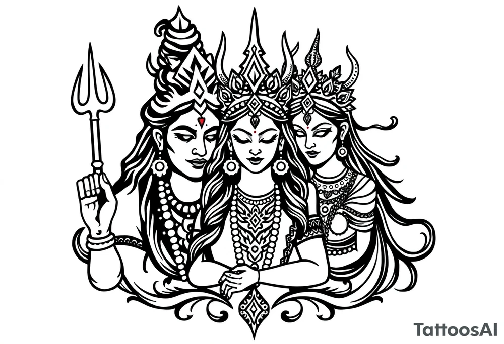 Lord Shiva, Godess Kali, Godess Lilith Together tattoo idea