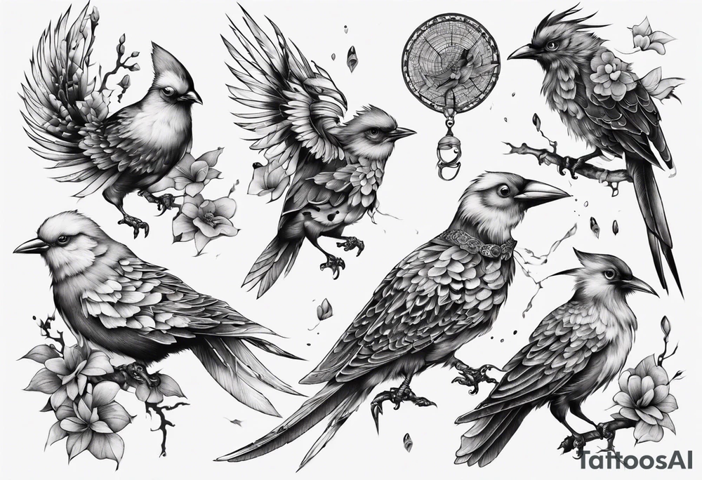 this bird you cannot change, highly detailed tattoo idea