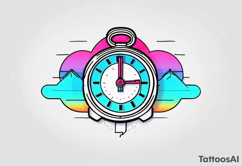 retrowave clock tattoo idea