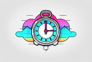 retrowave clock tattoo idea