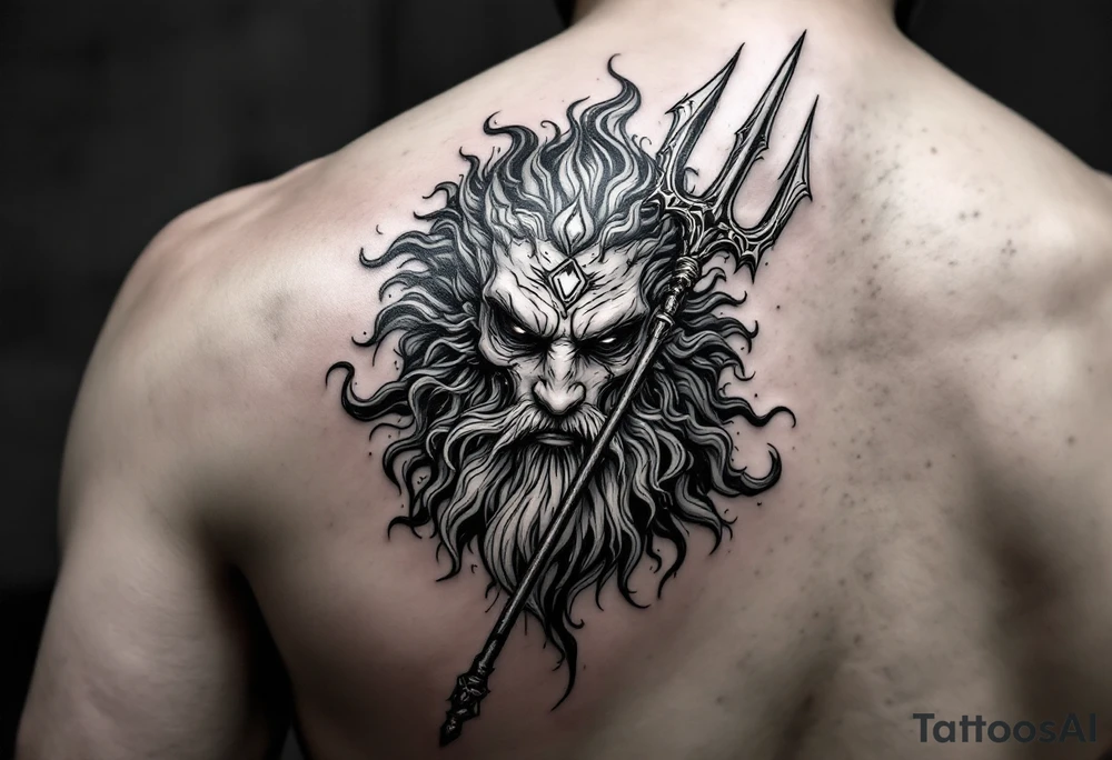 poseidon with trident tattoo idea