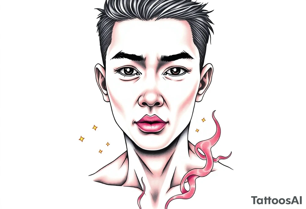Handsome Asian young guy is possessed tattoo idea