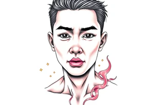 Handsome Asian young guy is possessed tattoo idea