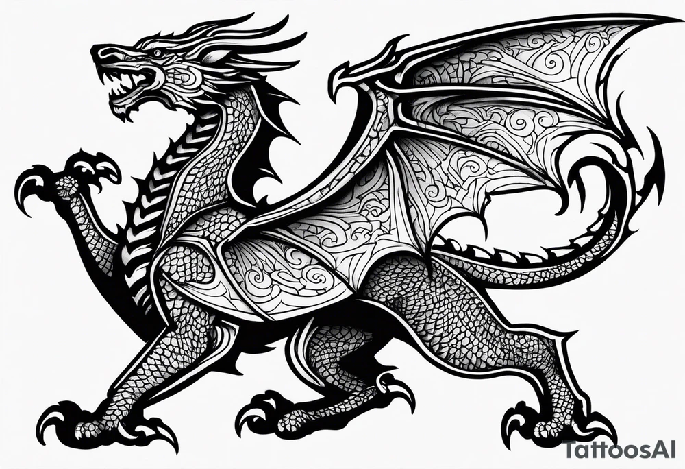 Standing Welsh dragon tattoo idea