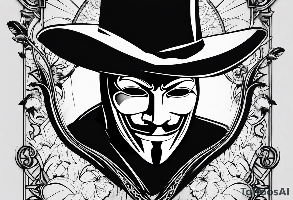 v for vendetta, mask only. No hat. tattoo idea