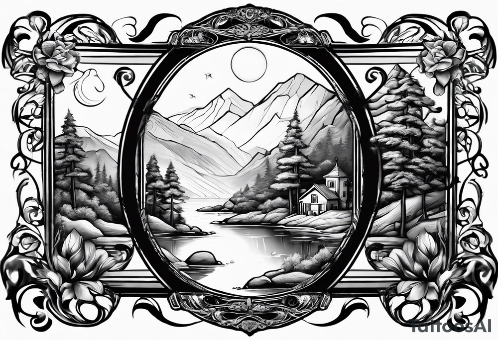 romantic scenery tattoo idea