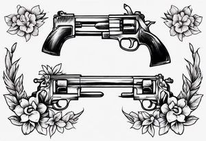 Gun with flowers sketch old school styles tattoo idea