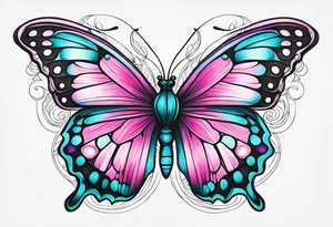 Purple Teal and Pink butterfly tattoo idea