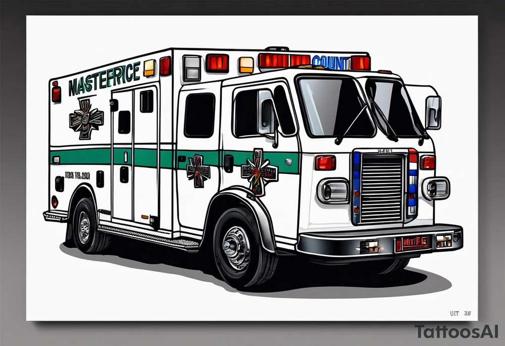 ambulance with the slogan Make every second Count incorporated tattoo idea
