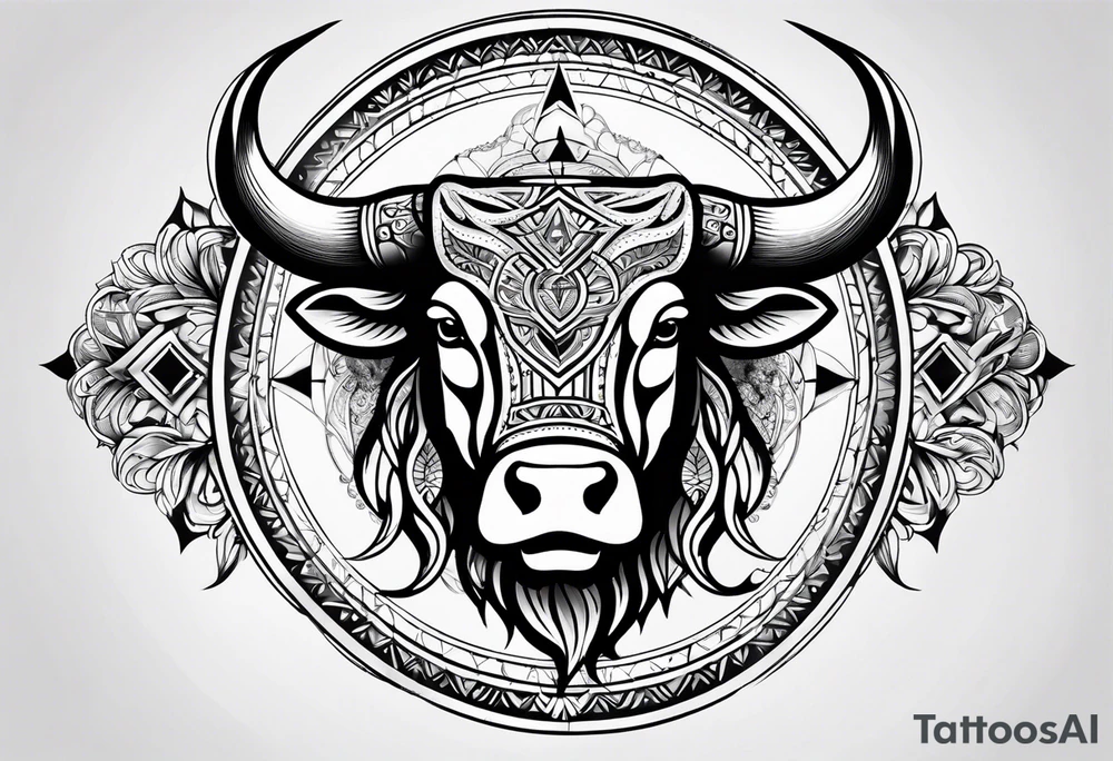 TAURUS BULL COMPASS tattoo idea