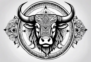 TAURUS BULL COMPASS tattoo idea