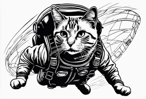 cat going skydiving with no chute open tattoo idea