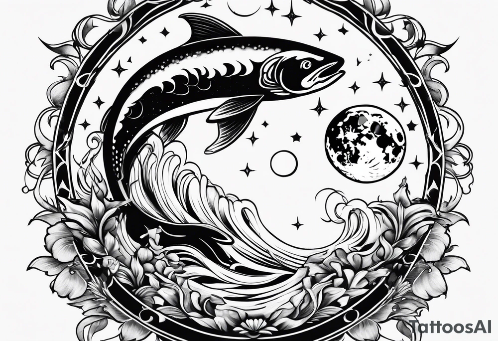 Pisces in a full moon tattoo idea