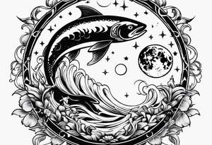 Pisces in a full moon tattoo idea