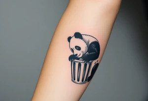 Panda digging through trash can tattoo idea