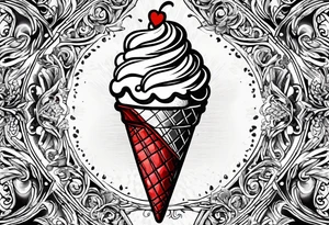 small ice cream cone with small red heart on it somewhere while representing Scotland tattoo idea