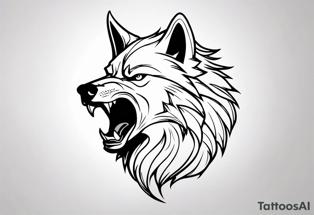 Angry wolf tattoo idea