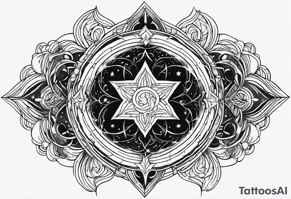 Shoulder piece. Black in the middle with swirly lines around. Starry Night esque but more black and more creepy, romantic goth vibes tattoo idea