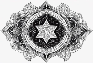 Shoulder piece. Black in the middle with swirly lines around. Starry Night esque but more black and more creepy, romantic goth vibes tattoo idea