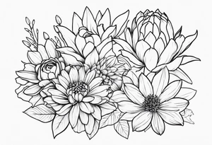 Asters, roses, Lillies, chrysanthemums tattoo idea