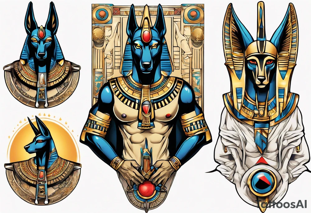 anubis and horus full arms tattoo idea