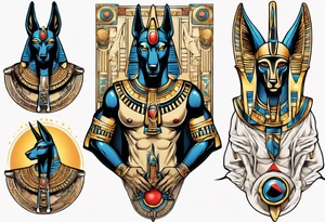 anubis and horus full arms tattoo idea