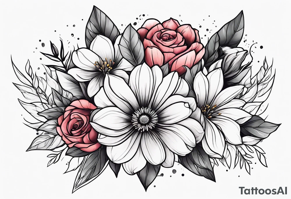 flower bouquet tattoo idea