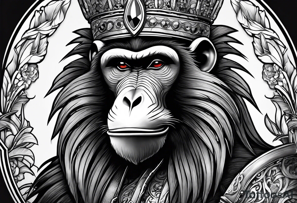 New school baboon with dagger tattoo idea
