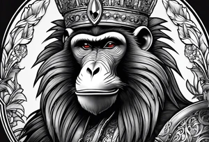 New school baboon with dagger tattoo idea