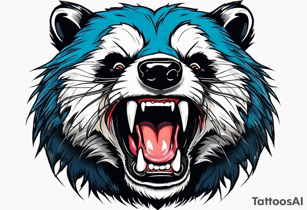 aggressive and killer face badger/wolverine with cute smile tattoo idea