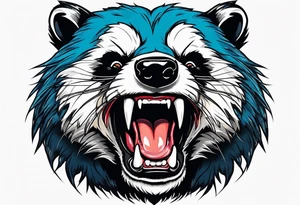 aggressive and killer face badger/wolverine with cute smile tattoo idea