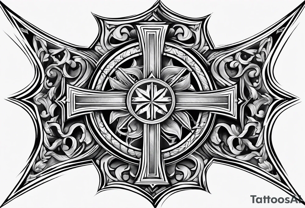Maltese cross with Jesus in the middle tattoo idea
