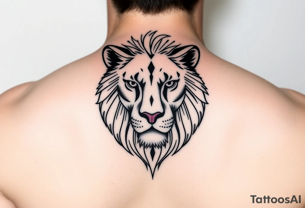 Feminine lion head tattoo idea