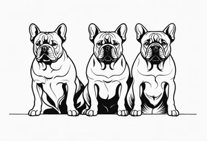 watermark of three french bull dogs tattoo idea
