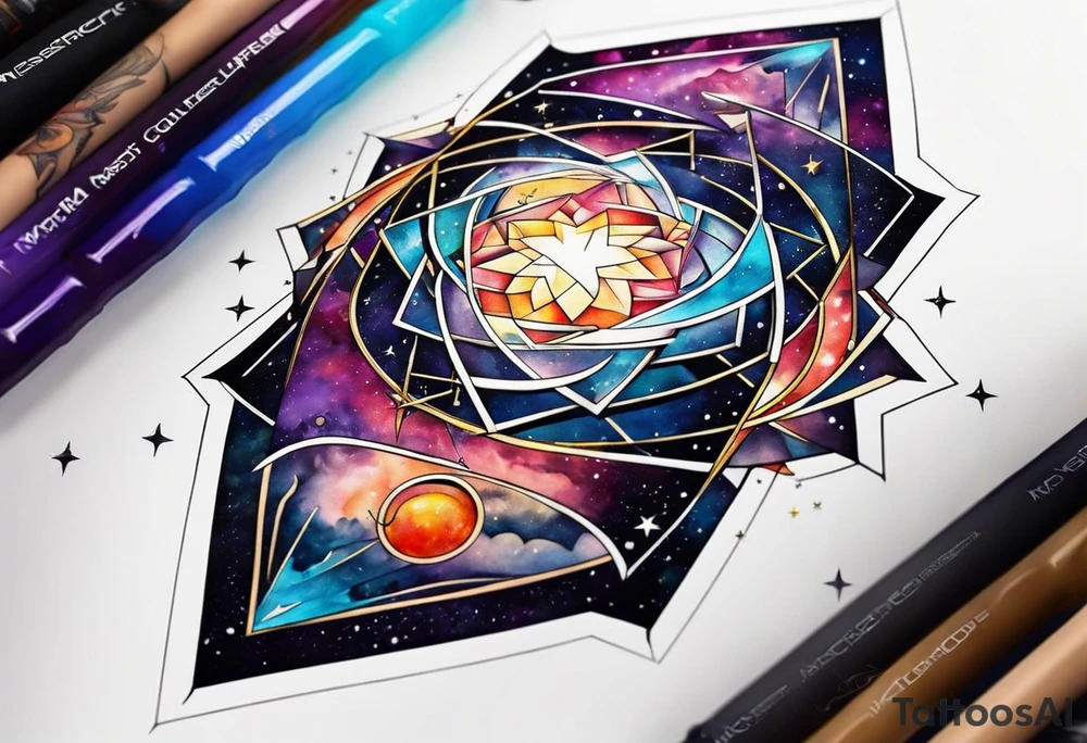 Secret geometry in the space galaxy tattoo idea