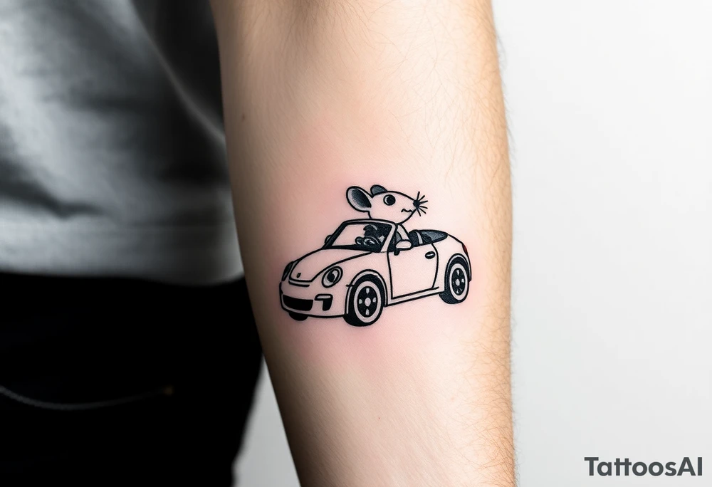 Mouse driving car tattoo idea