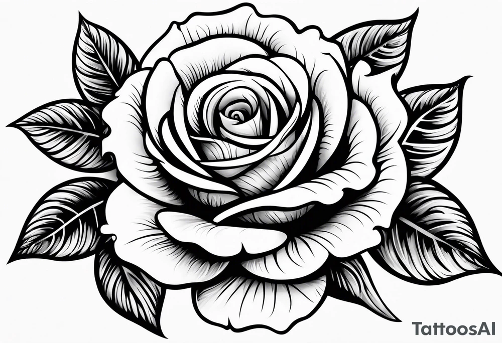 Single rose with decorative swirls tattoo idea
