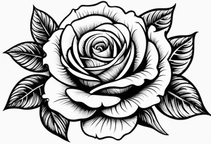 Single rose with decorative swirls tattoo idea