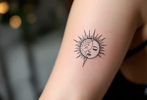 sunface (sunsign in aquarius) & moonface (moonsign in pisces) astrology / yang and yang / apple emojis inspired tattoo idea